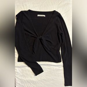 abercrombie & fitch: front tie ribbed crop top